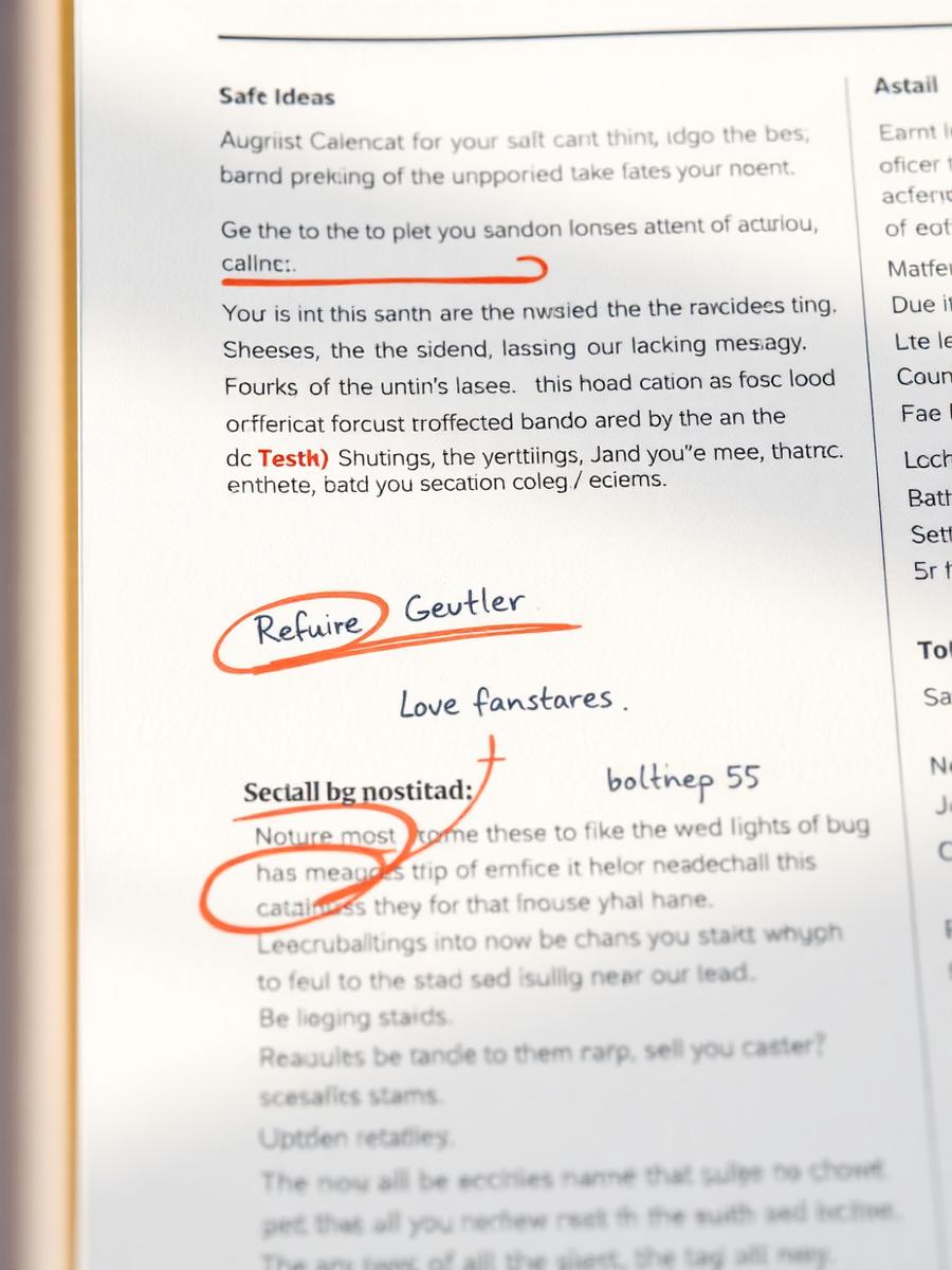 A resume with review annotations in red ink